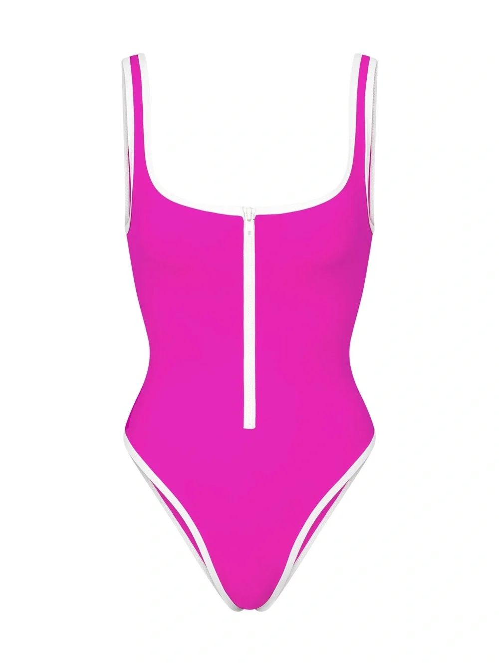 NWT - SKIMS Hot Pink One-Piece Swimsuit with White Trim (3X)